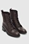 Veyora Genuine Leather Lace-Up Women's Boots - Brown - 4