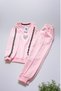 Pink Heart Stone Striped Detail Girls' Tracksuit Set - 5