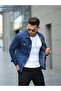 Men's Trendy Polo-Neck Slim-Fit Denim Jeans Blue Denim Jacket - 2