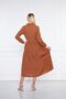 Women's Layered Shirt Collar Stylish Brown Long Dress - 6
