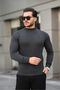 Herren-Pullover aus Baumwolle mit halbem Rollkragen in Anthrazit