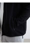 Black Standard Fit Mock Neck Fleece Men's Zippered Sweatshirt - 6