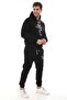 Men's Black Hooded Kangaroo Pocket Fleece-Lined 3 Thread Winter Casual Tracksuit Set with Fleece Inside - 3