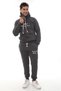 Men's Smoked Hooded Kangaroo Pocket Fleece-Lined 3 Thread Winter Casual Tracksuit Set with Fleece Inside