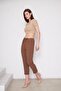 Women's Elastic Waist Aerobin Double Leg Brown Trousers - 4