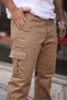Erkek Bol Paça Kargo Cep Basic Camel Baggy Pantolon - 2