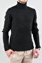 Men's Black Slim Fit Crew Neck Cotton Knitwear Sweatshirt - 3