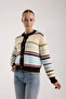 Women's Very Soft Textured Striped Knitwear Cardigan - 4