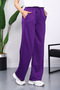 Purple Elastic Waist Two Thread Palazzo Sweatpants - 3