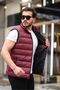 Men's Sleeveless Zippered Pocket Basic Burgundy Puffer Vest