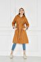Women's Drawstring Waist Water Repellent Hooded Trench Coat - 4