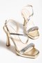 Women's Gold Stone Detailed Platform Heeled Shoes - 2