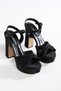 Black Glitter Platform Heeled Evening Dress Shoes - 2