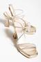 Women's Gold Stone Platform Heeled Shoes - 3