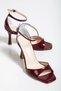 Women's Burgundy Patent Leather Heeled Shoes - 2