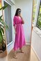 Summer Wraped Collar Belted Slit Dress - 3