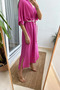 Summer Wraped Collar Belted Slit Dress - 4