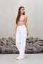 White Cargo Pocket Lycra High Waist Wide Leg Trousers - 7