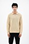 Men's Full Mold Solid Color Polo Neck Zippered Long Sleeve Knitwear Sweater - Lp903