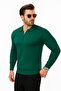 Men's Slim Fit Polo Neck Zippered Ribbed Sweater - 4001