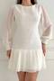 Modern Design Women's Midi Length Dress 021 with Pleated Hem, Chanel Fabric and Long Sleeves - 2
