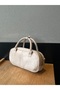 Cream Women's Bowling Suede Hand and Shoulder Bag - 3