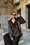 Suede Jacket with Plush Lining, Buttoned Pockets - 5