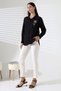 Long Sleeve Durres Textured Flower Detail Cool Fabric Women Shirt