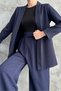 Women's New Season Double Sleeve Wear-Out Seasonal Jacket Navy Blue B2335 - 2