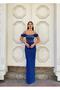 Body-hugging sequined long evening gown with detachable sleeves 583329 Navy Blue - 3