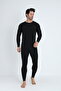 Men's Cotton Thermal Underwear Set Black Long Sleeve Top and Bottom 2-Piece Set 9028 - 5