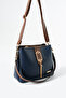 Gold Detailed 3 Compartment Shoulder and Crossbody Bag - 3
