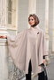Tricolor Collar Poncho Beige - 4