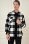 Men's Slim Fit Flap Pocket Plaid Black and White Wool Lumberjack Shirt g 1579 - 2