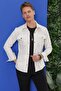 Men's Comfort Fit Flap Pocket Snap Fastener Flexible Cotton White Shirt Jacket g 1550 - 4