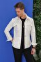 Men's Comfort Fit Flap Pocket Snap Fastener Flexible Cotton White Shirt Jacket g 1550 - 3