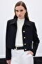 Buttoned Short Jacket - Black - 4