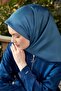 وشاح حريري من نسيج التويل باللون الأزرق الداكن على الوجهين - 3