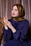وشاح حريري من نسيج التويل باللون الأخضر الزيتوني على الوجهين - 4