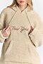Women's Oversize Pocket Cream Hooded Sweatshirt - 3