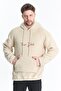 Men's Kangaroo Pocket Cream Hooded Sweatshirt - 2
