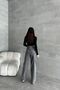 Women's High Waist Palazzochic Wide Leg Baggy Smoked Denim Pants - 5