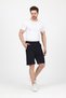 Men's Elastic Waist Wide Leg Basic Black Baggy Shorts - 3
