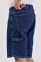 Men's High Waist Cargo Pocket Blue Baggy Denim Shorts - 5
