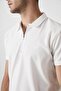 Men's Short Sleeve Zippered White Polo Neck T-Shirt - 4
