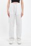Women's Summer Pallazzo Cotton High-Waist Pants with Elastic Waistband, White - 2