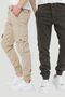 Men's 2 Pocket Elastic Leg Casual Daily Young Modern Cargo Pocket Trousers Stone And Khaki