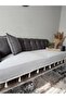 غطاء أريكة مزود بشرّابات، لون رمادي فاتح، مقاس 230x100 - 5