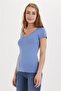 Cindy Women's 100% Cotton V-Neck T-Shirt Blue - 3