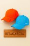Unisex Adjustable Sports Orange-Turquoise Basic Cap Hat Set of 2 - 2